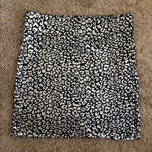 Silver leopard print mini skirt